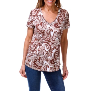 Thumbnail 1: Blue Sol Women's Short Sleeve Western Paisley V Neck Tee 