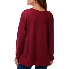 Thumbnail 2: Blue Sol Women's Plus Long Sleeve Solid Luxey Scoop Neck Top 