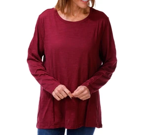 Thumbnail 1: Blue Sol Women's Plus Long Sleeve Solid Luxey Scoop Neck Top 