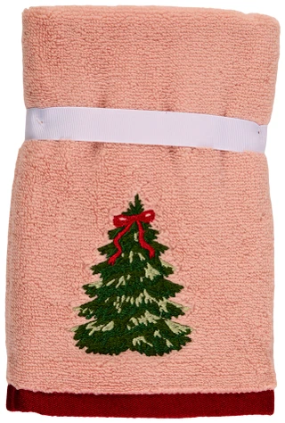 Thumbnail 2: MARTHA STEWART EVERYDAY 2 Pk Embroidered Christmas Tree Finger Tip Towels Set 