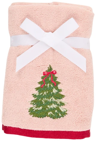 Thumbnail 1: MARTHA STEWART EVERYDAY 2 Pk Embroidered Christmas Tree Finger Tip Towels Set 