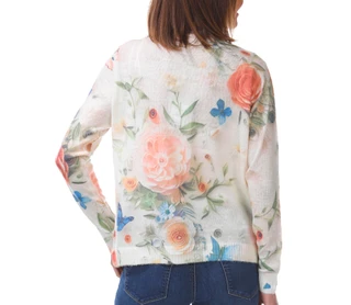 Thumbnail 2: La Vila Milano Women's Long Sleeve Floral Cream Sweater 