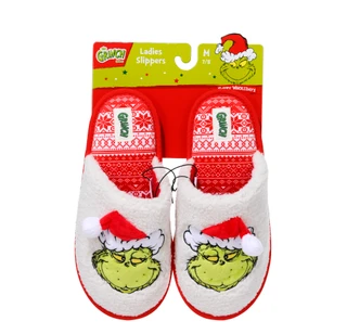 Thumbnail 1: THE GRINCH Women's Fair Isle Christmas Santa Grinch Slippers 