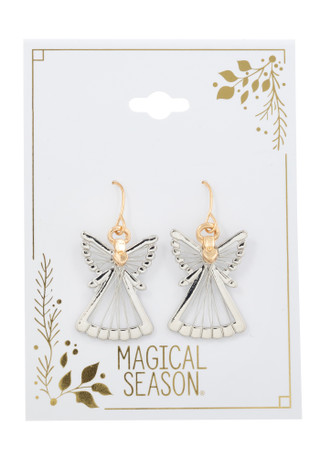 Thumbnail 1: Magical Season Gold Tone Christmas Angel Drop Earrings 