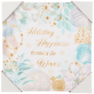 Thumbnail 1: . 16x16 Coastal Christmas Holiday Happiness Canvas Print 
