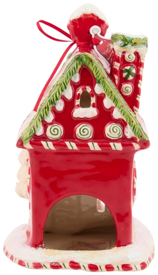 Thumbnail 2: BLUE SKY 9.5 in Christmas Candy Cane Inn Tea Light Holder 