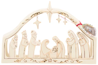 Thumbnail 1: BLUE SKY 8 in Christmas Nativity Scene with Stars Tea Light Holder 