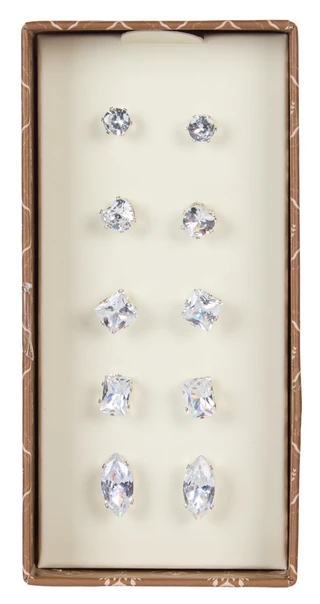 Thumbnail 1: ADRIENNE VITTADINI 5 Pc Silver Tone Multi Stud Earrings Set 
