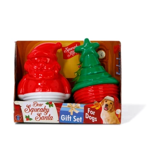 Thumbnail 1: Bow Wow Pet 2 Pk Christmas Squeaky Santa Gift Set for Dogs 