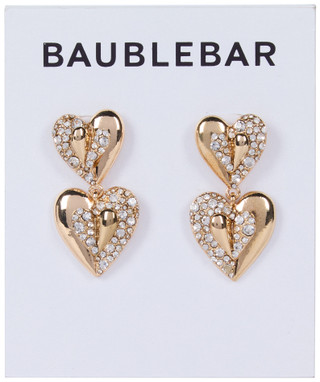 Thumbnail 1: Baublebar Gold Tone Crystal Heart Shaped Drop Earrings 