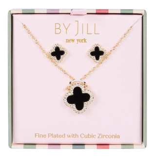 Thumbnail 1: By Jill 2 Pc Gold Tone Clover Pendant Necklace Earring Set 