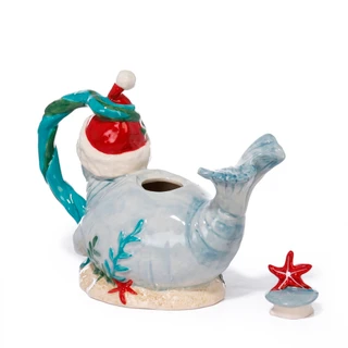 Thumbnail 2: Chubby Mermaids 11x5x9 Ceramic Manatee Christmas Teapot 
