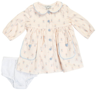 Thumbnail 1: Pippa & Julie Baby Girls Long Sleeve Floral Dress with Bloomers Set 