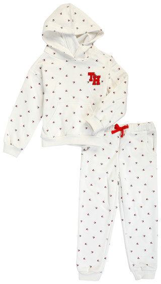 Thumbnail 1: Tommy Hilfiger Little Girls 2 Pc Printed Fleece Joggers Set 