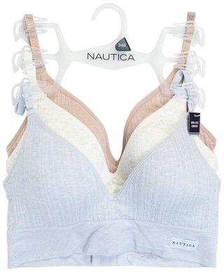 Thumbnail 1: Nautica Women's 3 Pk Ribbed Wire-Free Bras 