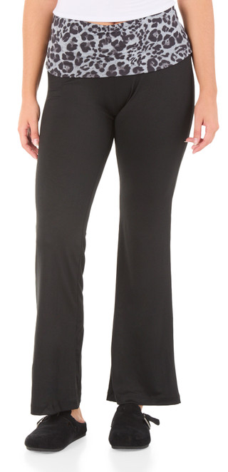 Thumbnail 1: Trixxi Juniors' Leopard Fold Over Flare Leggings 
