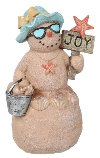 Thumbnail 1: Magical Season Christmas Beach Snowman with Joy Sign Figurine  