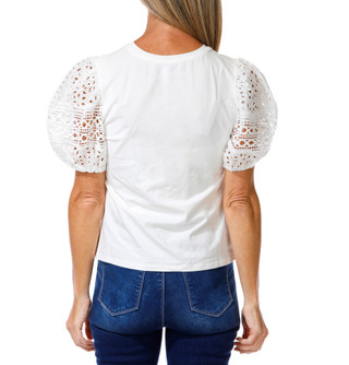 Thumbnail 2: Ellen Tracy Women's Solid Eyelet Sleeve Top  