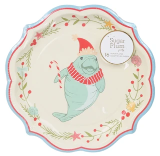 Thumbnail 1: Sugar Plum  16 Pk Christmas Manatee Print Paper Plates  