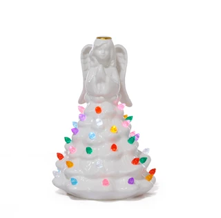 Thumbnail 1: Magical Season 5x7 LED Ceramic Christmas Tree Angel Accent 