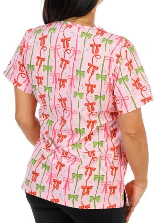 Thumbnail 3: Elite Med Women's Christmas Print Scrub Top 