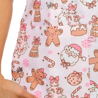 Thumbnail 2: Elite Med Women's Christmas Print Scrub Top 