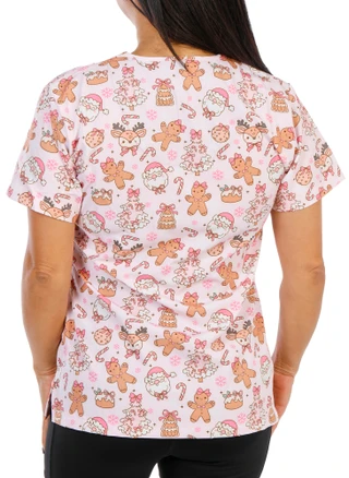 Thumbnail 3: Elite Med Women's Christmas Print Scrub Top 