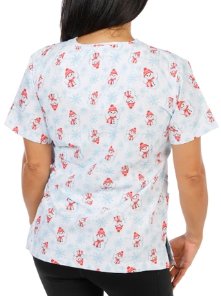 Thumbnail 2: Elite Med Women's Christmas Print Scrub Top 