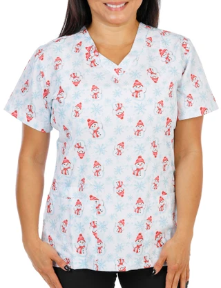 Thumbnail 1: Elite Med Women's Christmas Print Scrub Top 