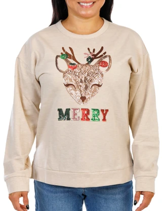 Thumbnail 1: Chenault Women's Christmas Sequin Sweatshirt 