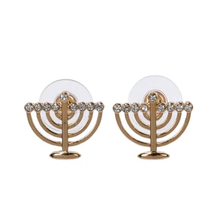 Thumbnail 1: Gold Hanukkah Menorah Stud Earrings 