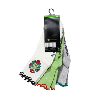 Thumbnail 2: Bioworld Women's 3 Pk The Grinch Christmas Quarter Crew Socks 