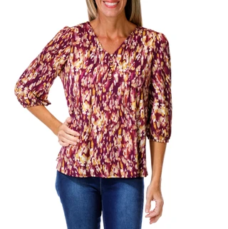 Thumbnail 1: AVA AND GRACE Women's Petite Printed Top  