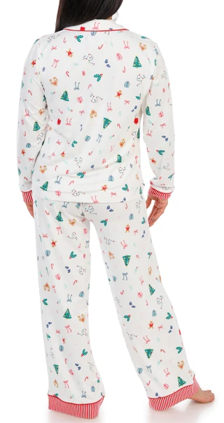 Thumbnail 3: Derek Heart Women's 2 Pc Christmas Icons Print Pajama Pants Set 