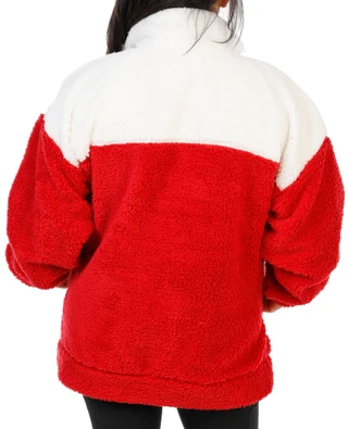 Thumbnail 2: Magical Season Women's Quarter Zip Christmas Embroidered Sherpa Pullover 