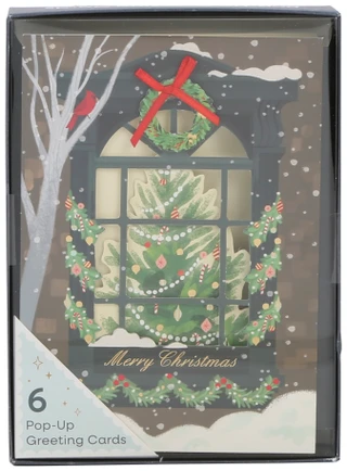 Thumbnail 1: Up with Paper 6 Pk Christmas Cozy Room Pop-Up Greeting Cards 