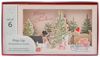 Thumbnail 1: Up wit Paper 6 Pk Christmas Tree Trimming Dogs Pop-Up Shadowbox Cards 