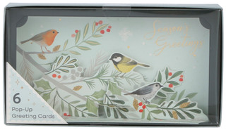 Thumbnail 1: Up with Paper 6 Pk Christmas Winter Birds Pop-Up Greeting Cards 