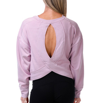Thumbnail 2: HARMONY & BALANCE Women's Long Sleeve Open Back Drapey Fleece Top  