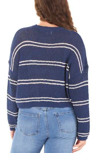 Thumbnail 2: BY TOGETHER Juniors' Stripe Cropped Sweater  