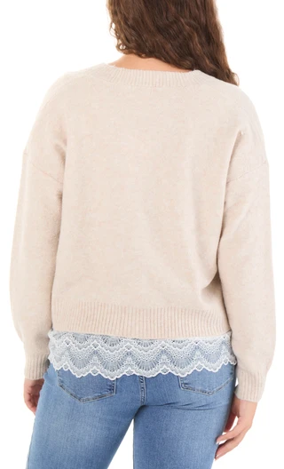 Thumbnail 2: Riley & Rae Junior's V-Neck Lace Trim Button Cardigan  