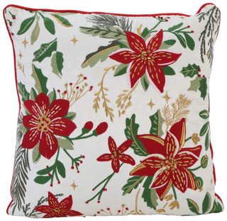 Thumbnail 1: Winter Emporium  20x20 Christmas Poinsettia Bloom Decorative Pillow  