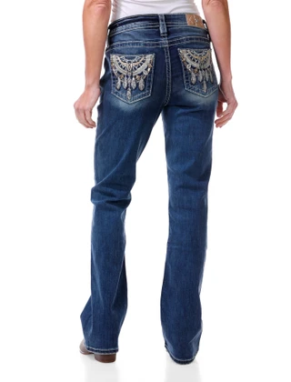 Thumbnail 1: MISS ME Women's Mid Rise Relaxed Fit Bootcut Jeans 