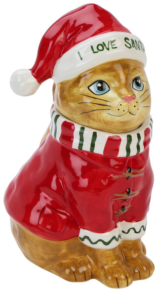 Thumbnail 1: BLUE SKY 12 in I Love Santa Cat Christmas Cookie Jar 