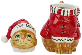 Thumbnail 2: BLUE SKY 12 in I Love Santa Cat Christmas Cookie Jar 