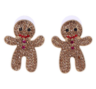 Thumbnail 1: C&C California Christmas Rhinestone Gingerbread Cookie Stud Earrings  