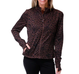 Thumbnail 1: Danskin Women's Active Long Sleeve Leopard Print Zip Up Jacket 