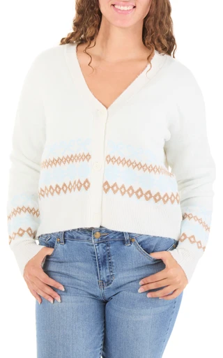Thumbnail 1: No Comment Juniors' 2 Pc Bow & Snowflake Button Cardigan with Socks 