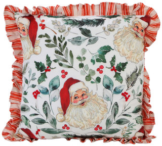 Thumbnail 1: VISTA HOME FASHIONS 18x18 Christmas Santa Ruffle Decorative Pillow  