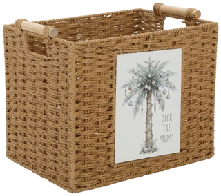 Thumbnail 1: PHOENIX 15 in  Christmas Deck the Palms Woven Storage Basket 